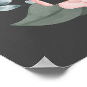 Willkommene Aquarellfarbe Rose & Foliage Frame Gra Poster (Ecke)