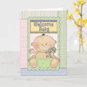 Willkommene Baby-Glückwunsch-Gruß-Karte Karte (Gelbe Blume)