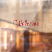 Willkommene benutzerdefinierte Textnachricht Rot-f Fensteraufkleber (Blatt 2)