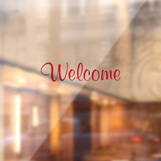 Willkommene benutzerdefinierte Textnachricht Rot-f Fensteraufkleber (Blatt 2)