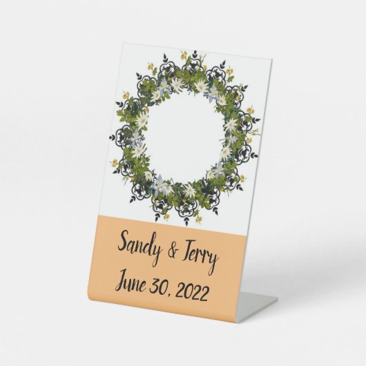 Willkommene Beschriftung Blume Blumenstrauß Kunst Sockelschild (Vorderseite)