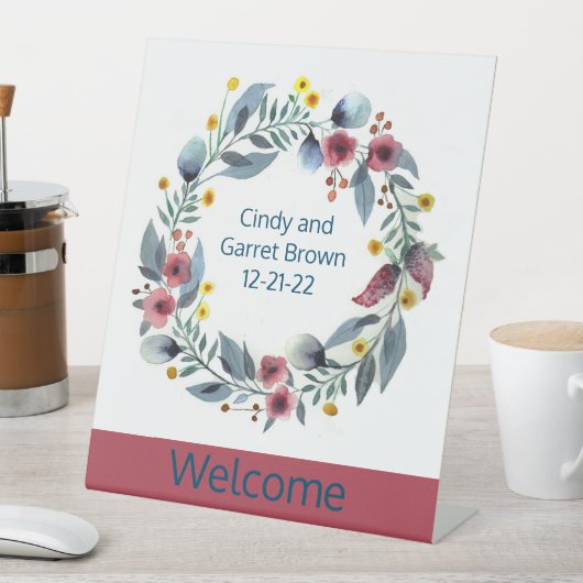 Willkommene Beschriftung Blume Blumenstrauß Kunst Sockelschild (In Situ)