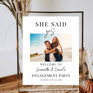 Willkommene Engagement Party Sie sagte Yes Foto Cu Poster