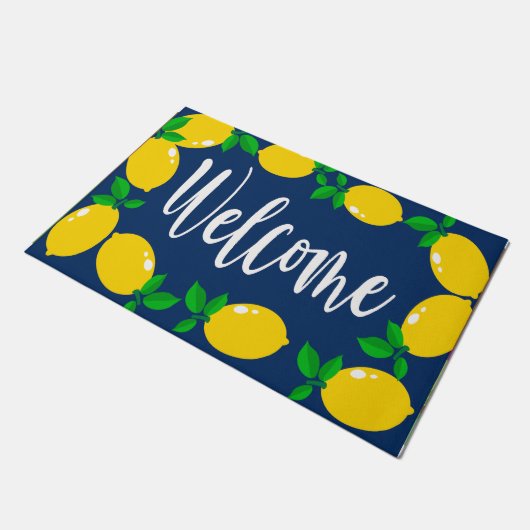 Willkommene Gelbe Lemon Doormat, Lemon Lover Mat Fußmatte (Schrägansicht)