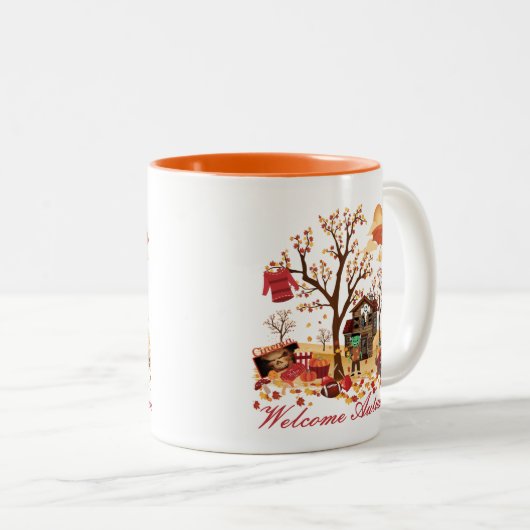 Willkommene Herbst-Fall-Landschaft Zweifarbige Tasse (VorderseiteRechts)