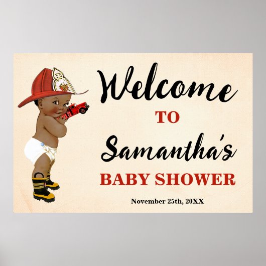 Willkommene kleine OM Firefighter Baby Shower Post Poster (Vorne)