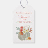 Willkommene kleine Pumpkin Wasserfarben Babydusche Geschenkanhänger (Vorderseite)