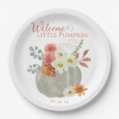 Willkommene kleine Pumpkin Wasserfarben Babydusche Pappteller (Vorderseite)