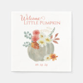 Willkommene kleine Pumpkin Wasserfarben Babydusche Serviette (Vorderseite)