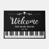 Willkommene Musik Haus Schwarz-Weiß-Text Fußmatte (Vorderseite)