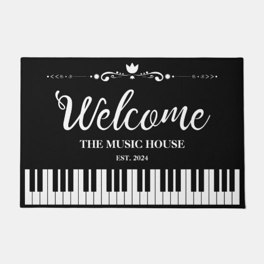 Willkommene Musik Haus Schwarz-Weiß-Text Fußmatte (Vorderseite)