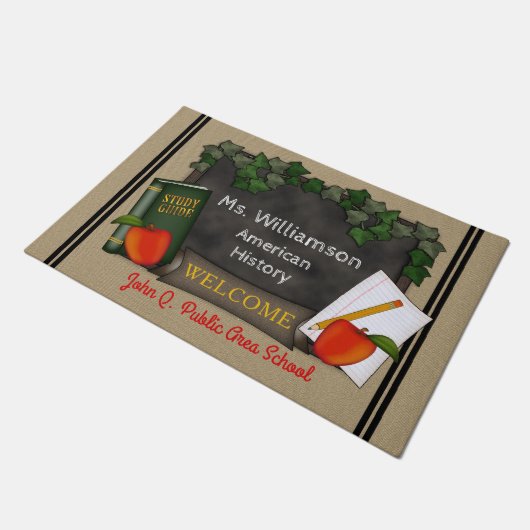 Willkommene Schule Lehrer-Klassenzimmer-Apples Fußmatte (Schrägansicht)