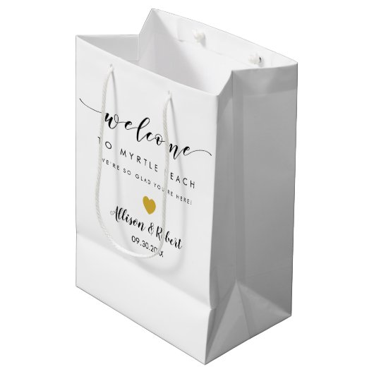 Willkommene Tasche für Hochzeit in Mittlere Geschenktüte (Vorderseite Schrägansicht)