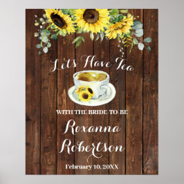 Willkommene Tea Brautparty Sonnenblumen Grünes Zei Poster
