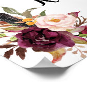 Willkommene Tee Brautparty Marsala Blume Unterschr Poster (Ecke)