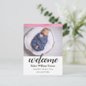 Willkommene Wasserfarbe Geburtsankündigung Postkar Postkarte (Stehend Vorderseite)