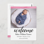 Willkommene Wasserfarbe Geburtsankündigung Postkar Postkarte (Vorne/Hinten)