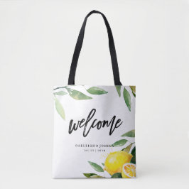 Willkommene Wasserfarbe Lemon Bohemische Hochzeits Tasche