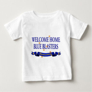 Willkommene Zuhause-Blau-Bläser Baby T-shirt