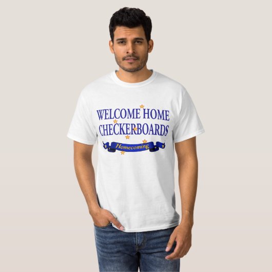 Willkommene Zuhause-Schachbretter T-Shirt (Vorne ganz)