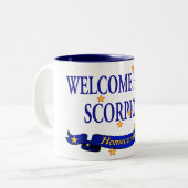 Willkommene Zuhause-Skorpione Zweifarbige Tasse (Vorderseite Links)