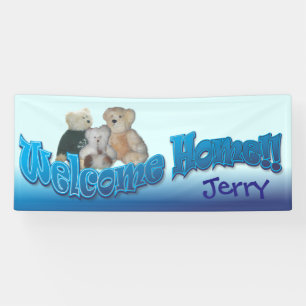 willkommene Zuhause Teddybärnfahne Banner