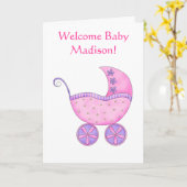 Willkommener Baby-Mädchen-Namen-personalisierte Karte (Gelbe Blume)