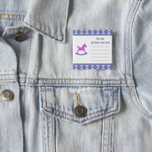 Willkommener Baby-Schaukelpferd-Knopf Button (Beispiel)