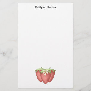 Willkommener Frühling · Erdbeeren u. Blume Briefpapier