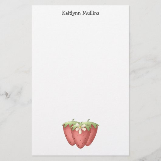 Willkommener Frühling · Erdbeeren u. Blume Briefpapier (Vorderseite)