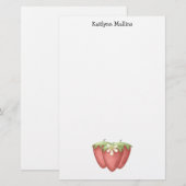 Willkommener Frühling · Erdbeeren u. Blume Briefpapier (Vorne/Hinten)