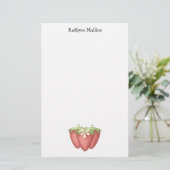 Willkommener Frühling · Erdbeeren u. Blume Briefpapier (Stehend Vorderseite)