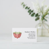 Willkommener Frühling · Erdbeeren u. Blume Visitenkarte (Stehend Vorderseite)