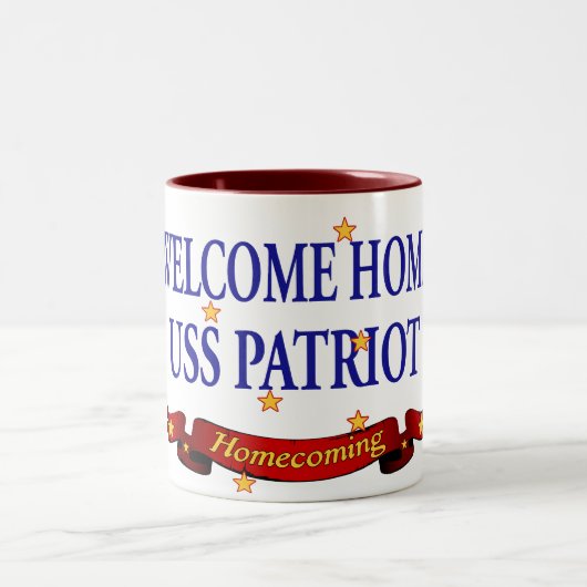 Willkommener Patriot des Zuhause-USS Zweifarbige Tasse (Mittel)