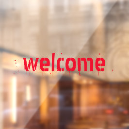 Willkommener roter Bluttypografie-Sondertext Hallo Fensteraufkleber