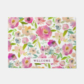 Willkommenes, blütenrosa Muster Fußmatte (Vorderseite)