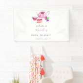 Willkommenes Brautparty Tee Party Rosa Wasserfarbe Banner (Insitu)