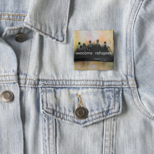 Willkommenes Flüchtlings-Abzeichen Button (Beispiel)