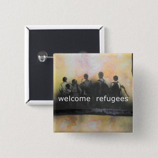 Willkommenes Flüchtlings-Abzeichen Button (Vorne & Hinten)