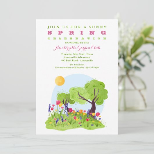 Willkommenes Frühjahr Mittagessen Einladung (Stehend Vorderseite)