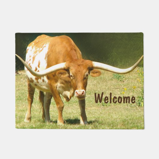 Willkommenes hübsches Texas Longhorn Fußmatte (Vorderseite)