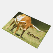 Willkommenes hübsches Texas Longhorn Fußmatte (Schrägansicht)