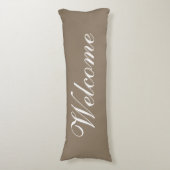 Willkommenes Skript-modernes beige Brown-weißes Seitenschläferkissen (Vorderseite Vertikal)