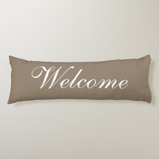Willkommenes Skript-modernes beige Brown-weißes Seitenschläferkissen (Vorderseite)