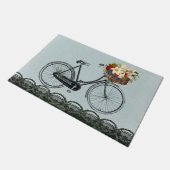willkommenes Türminzengrün-Blumen-Fahrradfahrrad Fußmatte (Schrägansicht)