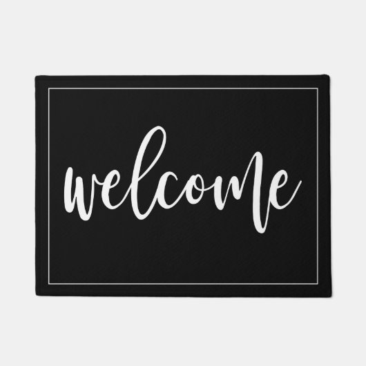 Willkommenes weißes Skript Fußmatte (Vorderseite)