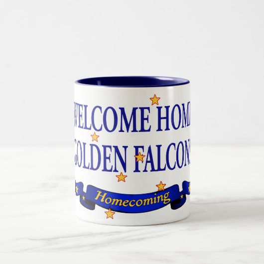 Willkommenes Zuhause-goldene Falken Zweifarbige Tasse (Mittel)