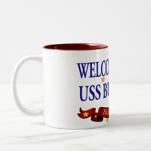Willkommenes Zuhause USS Bulkeley Zweifarbige Tasse (Links)