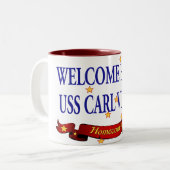 Willkommenes Zuhause USS Carl Vinson Zweifarbige Tasse (Vorderseite Links)