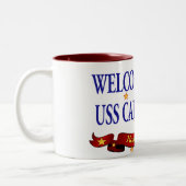 Willkommenes Zuhause USS Carl Vinson Zweifarbige Tasse (Links)